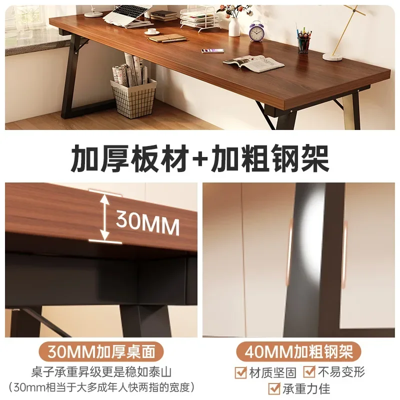 Modern Computer Home Office Desk Large Executive Office Computer Table Study Writing Desk Wooden Tabletop Metal Frame