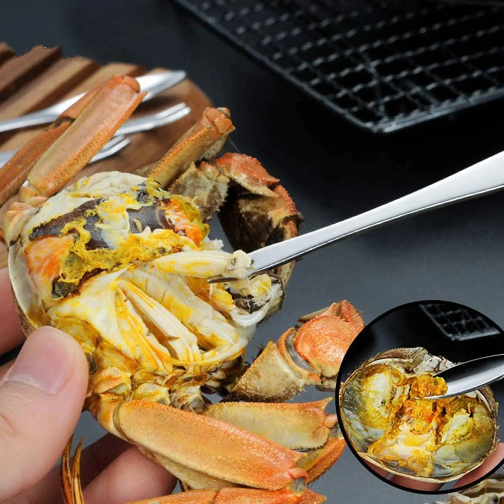 A98E-12Pcs Seafood Tools Set Including 2 Forks 2 Lobster Crackers Nut Cracker ,Crab Crackersand 2 Lobster Crab Mallets