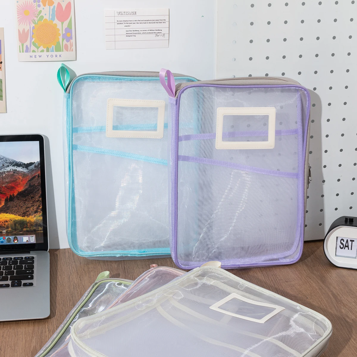 

Сумка для классификации предметов A4, портативная трехмерная сумка для файлов, большая вместительная сумка для хранения тестовой бумаги, прозрачная сетка, трехслойная с большим отверстием