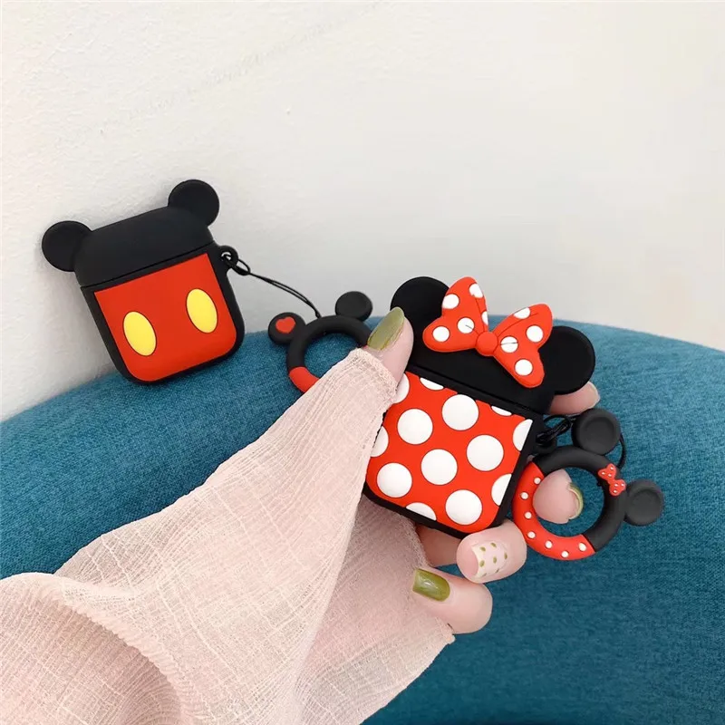 MINISO Cartoon Earphone Silicone Case For Airpods 4  2 3 Protective Cover Cute MrQ Minnie Mickey Headset Cases For Airpods Pro 4