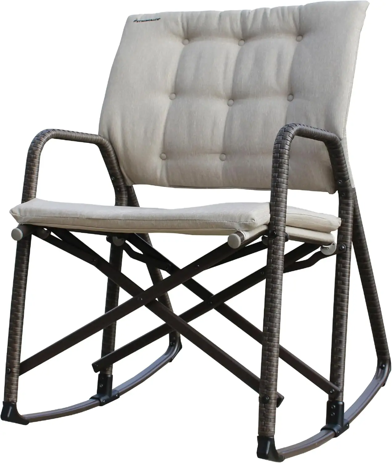 

Folding Patio Rocker Chair - Ergonomic Design for Back Support - 21 Seat Width/300 lb Capacity - Plush Olefin Cushions/Magnesium