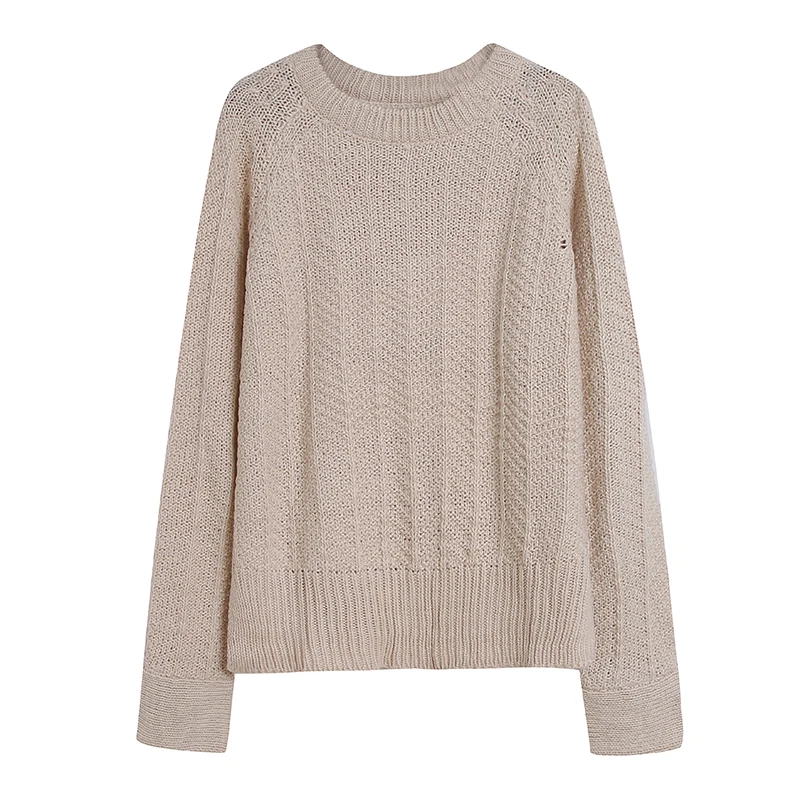 

Свободный вязаный спиральный свитер, женский мягкий уютный оверсайз, ленивый трикотаж, круглый Ne Long Sve Pure Color Commute Sle