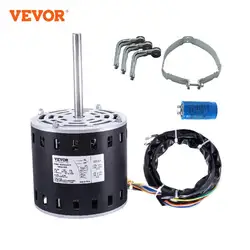 VEVOR Furnace Blower Motor 208-230V/110-120V 1075RPM 5 Speeds CW/CCW Rotation 48 Frame Single-Phase Motor Capacitor Hold Hoop