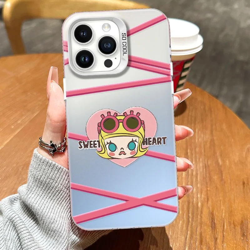 POP MART Molly Pink Kawaii For iPhone Case 16 15 14 13 12 11 Pro XR XS Max 7 8 Plus Soft Shockproof Phone Y2K Girl Cover