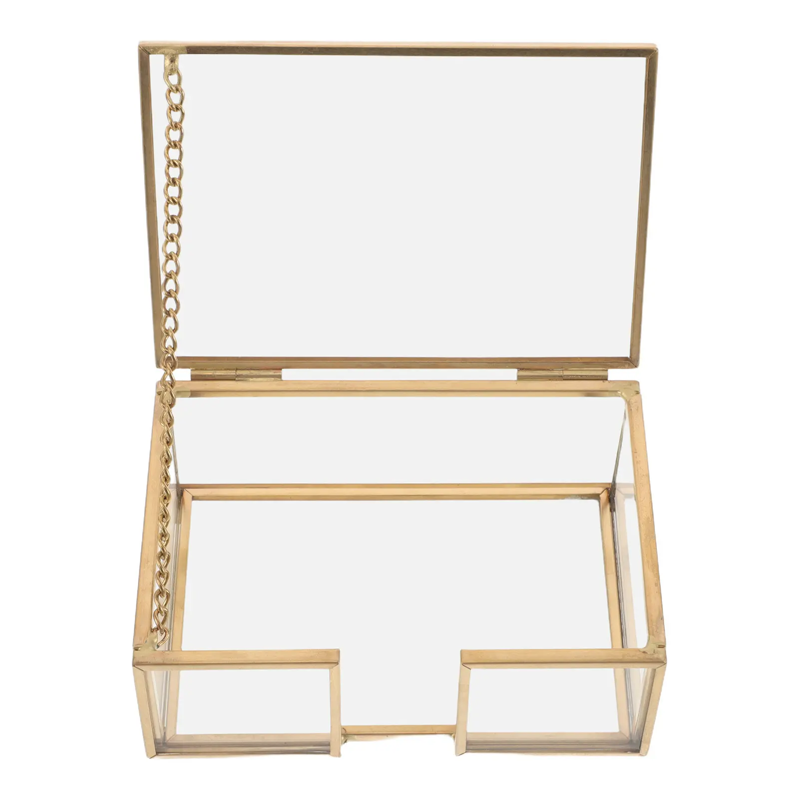 Vintage Brass Business Card Holder Stand Transparent Glass Display Metal Desktop Organizer Office Table Business Card Case