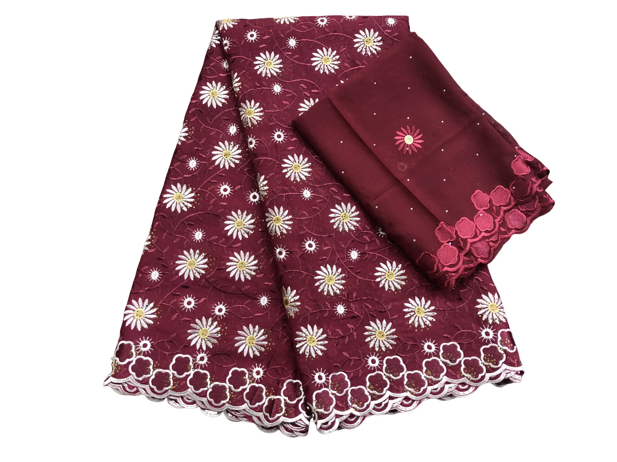 

5+2 Yards Multicolor African Swiss Voile Lace Fabric 2025 High Quality Nigerian Cotton Embroidery Fabric African Lace Fabric Sew