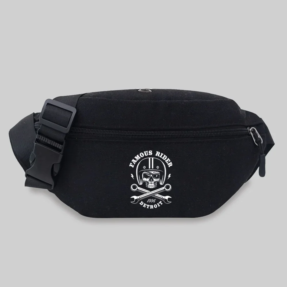 Belt bag Unisex Bum bags Student Trend Skull Pattern Print Lightweight Wild Outdoor Sports Fanny Pack Black Leisure Chest Bag