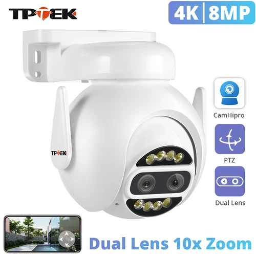 Cámara IP Wifi PTZ 8MP 4K lente Dual 2,8mm 8mm 10x Zoom Digital 4MP 2K vigilancia en exterior seguridad vídeo CCTV CamHipro Camara