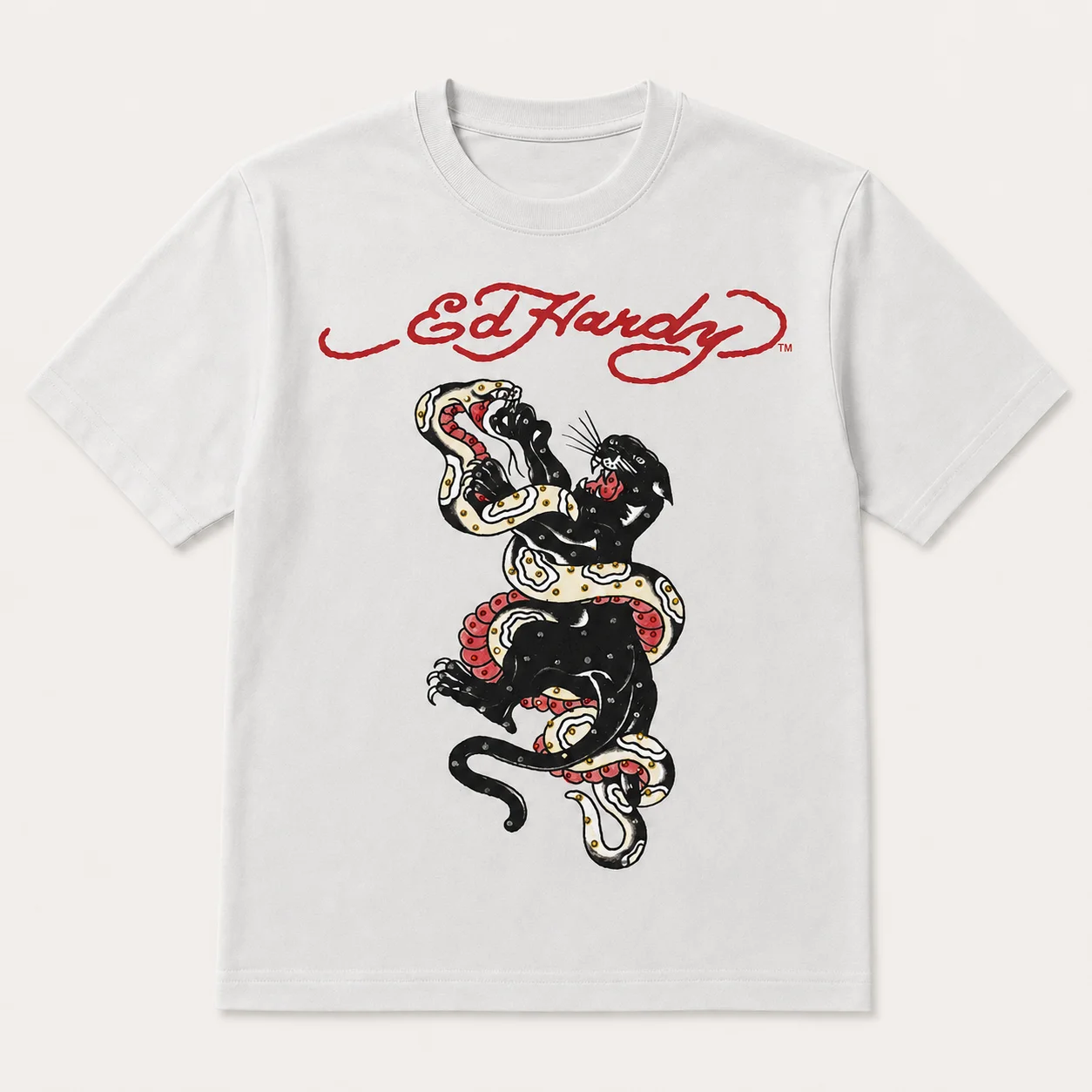 Y2K Harajuku Streetwear Rundhals-T-Shirt mit Panther-Schlangen-Kampf-Print aus atmungsaktiver Baumwolle, modisches Oberteil für Männer und Frauen – Detail 7