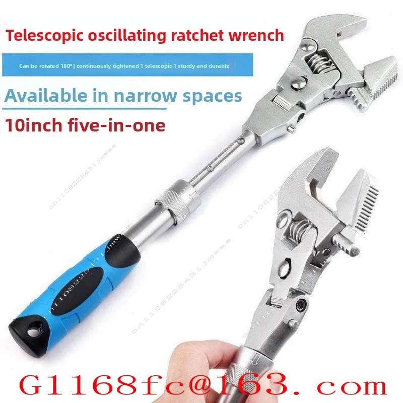 Universal Movable Quick Wrench Ratchet Wrench Can Shake The Head Large Opening Bathroom Maintenance CarTelescopic Folding Wrench
