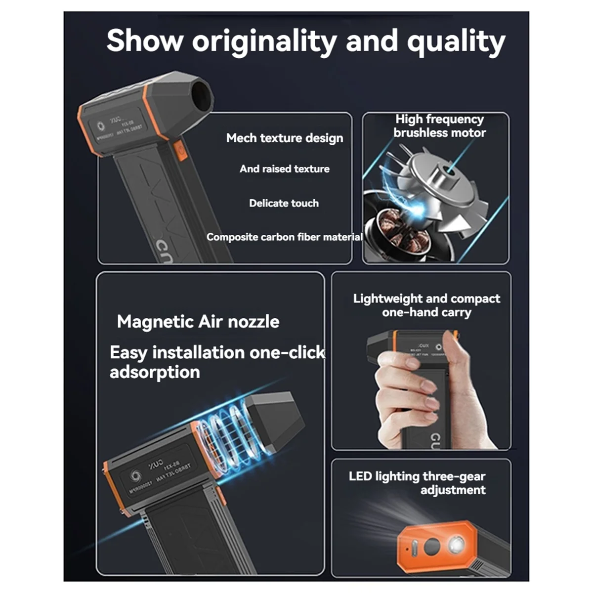 ABXHH 120000 Soplador de aire RPM, ventilador Turbo Jet superpotente, limpiador de polvo, soplador eléctrico inalámbrico, ventilador Turbo Jet portátil