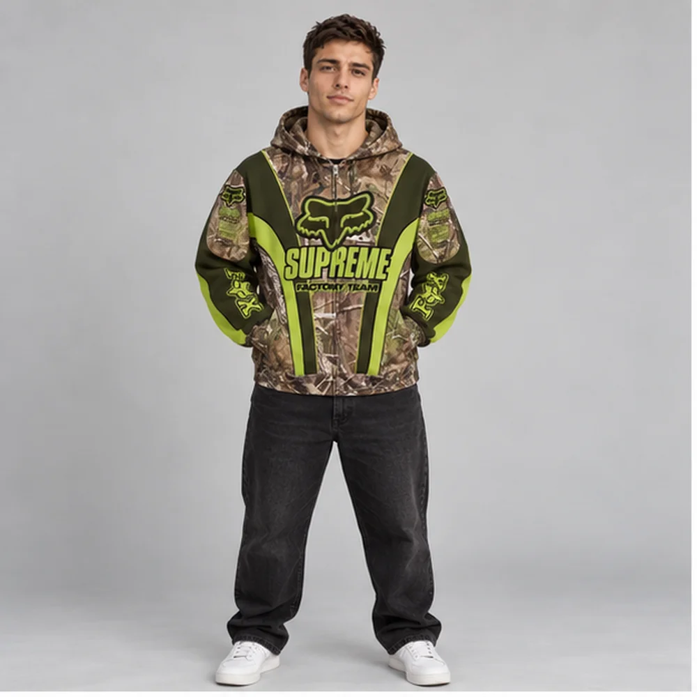 Unisex Casual Style Regular Fit Hoodie Graphic Print Zip Front Everyday Fabric Everyday Outfit