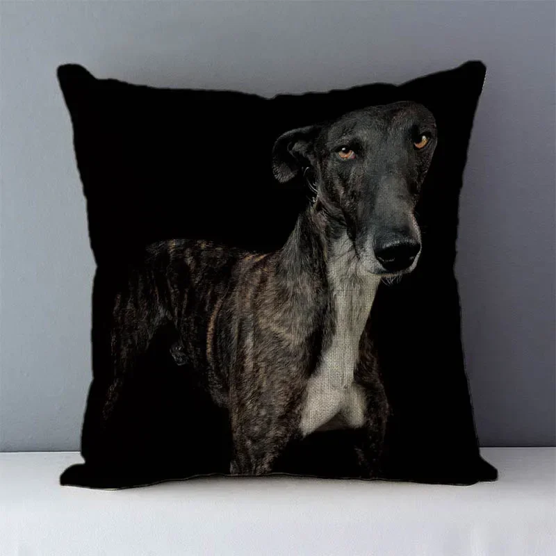 Greyhound Printed Home Decorative Cushions For Sofa 45x45cm Cozy Couch Cushion Cover Square Bed Pillow Covers Flax Linen Fabric