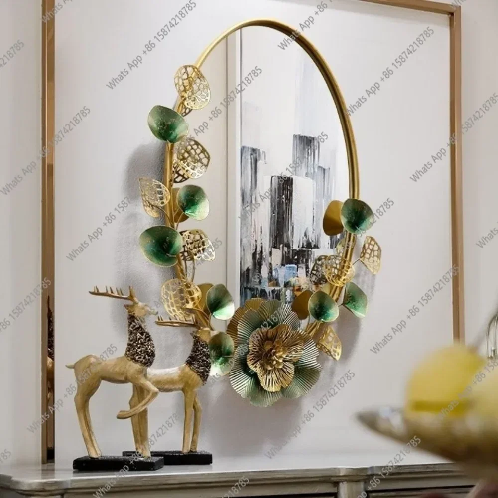 B YX Wrought Iron Wrought Iron Wall Decorative Mirror Background Static Background Wall Hanging Nordic Wall Bedroom