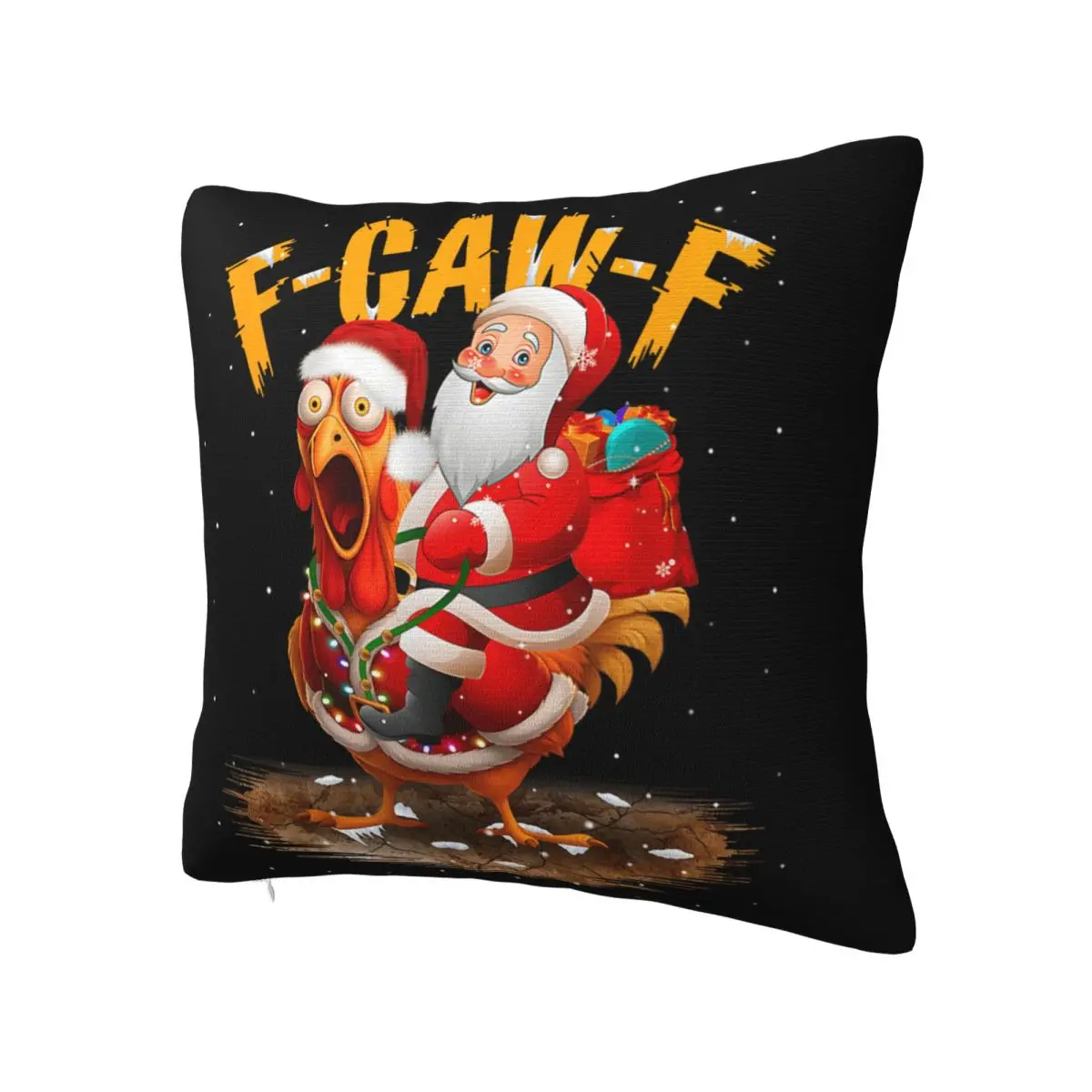 Funny F-Caw-F Santa Riding Chicken Christmas Pillow Case Cushion Cover Square Graphic Pillow Cover Kawaii Pillowcases Home Decor