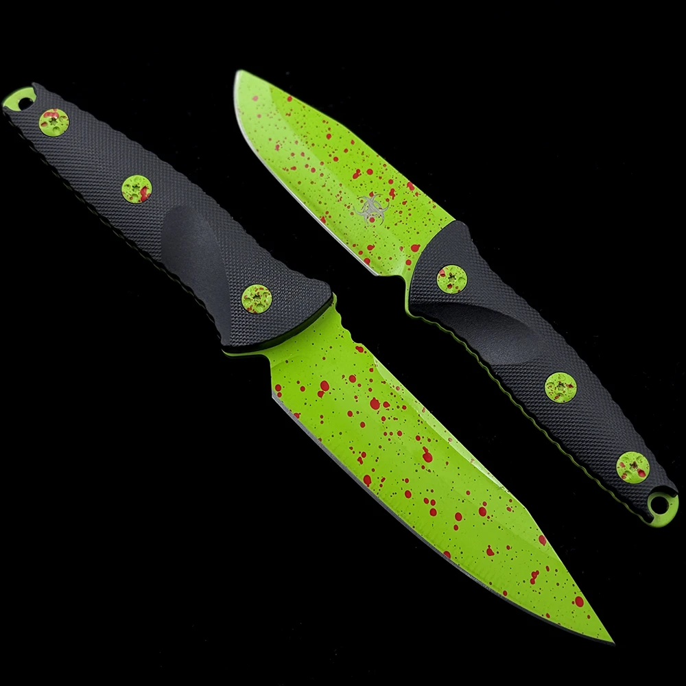 Micro Socom zombie Green Blade Fixed Straight Knife