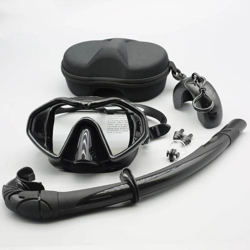 Professional silicone waterproof and anti fog adult snorkeling set with large field diving surface mirror wet throat snorkeling