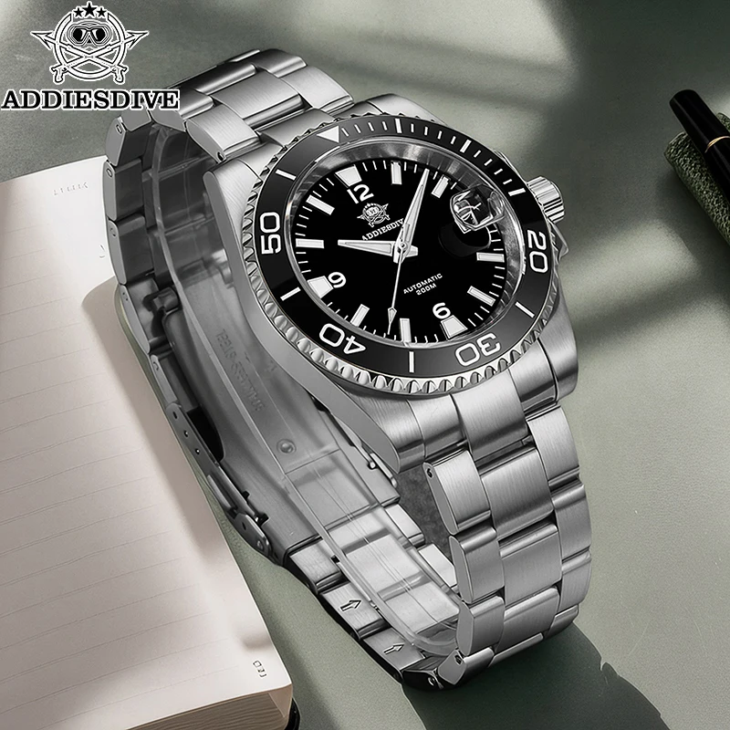 ADDIESDIVE High Quality Sapphire Automatic Watch Fashion Stainless Steel 20ATM Waterproof Diving Mechanical Watches For Men New
