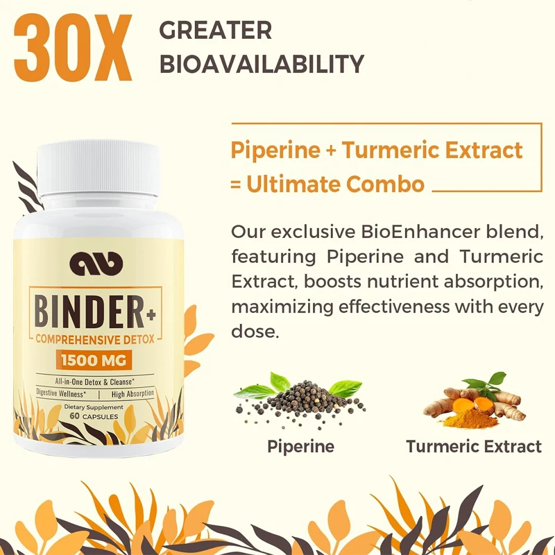 6-in-1 Detox Clip Supplement 1500mg | Liver Detox Cleansing | Activated Carbon and Zeolite Clay | 60 Vegetarian Capsules