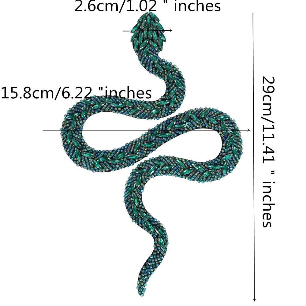 Snake Hand-beaded Fabric Patches Sequin and Bead Embellishments  DIY Repair Patches of Costume Bags 1 Piece