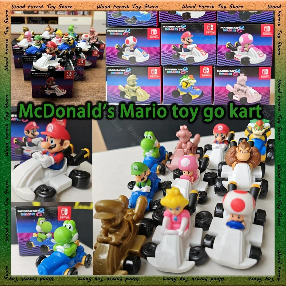 2024 Nieuwe McDonalds Serie Mario Bros Figuren Karting Speelgoed GELUKKIG MLAAT SPEELGOED Beeldje Collectible Go Kart Standbeeld Model Kids Geschenken