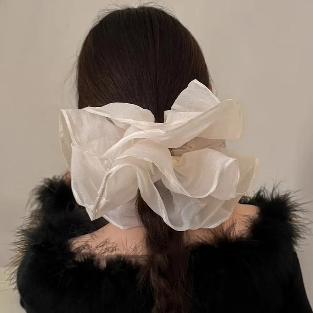 

Fashion Big Size Chiffon Scrunchies Elastic French Style Women Hair Scrunchies Elegant Temperament Oversized Hair Ropes Girls