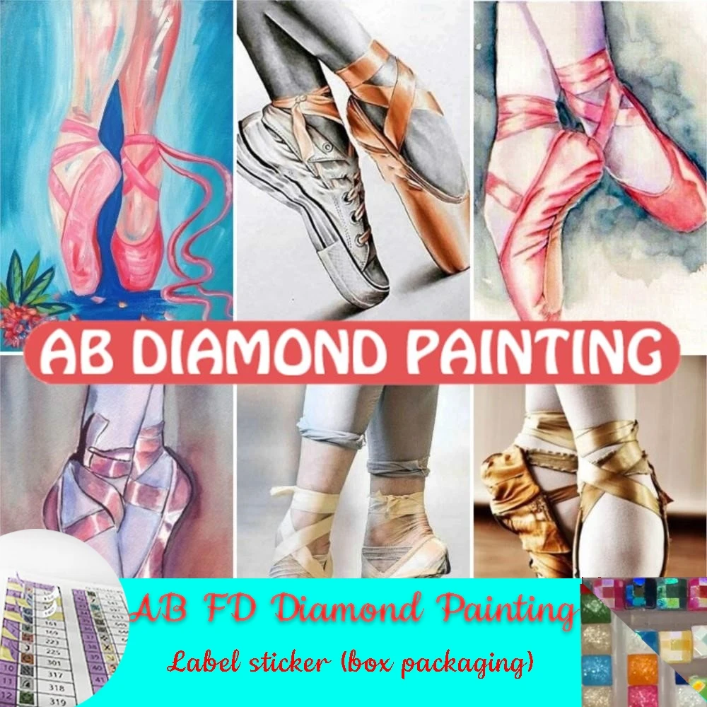 AB FD Diamond Painting Dancing Ballet Shoes Full Square Embroidery Mosaic Needlework Mosaic High Heel 5D DIY Art Wall Decor