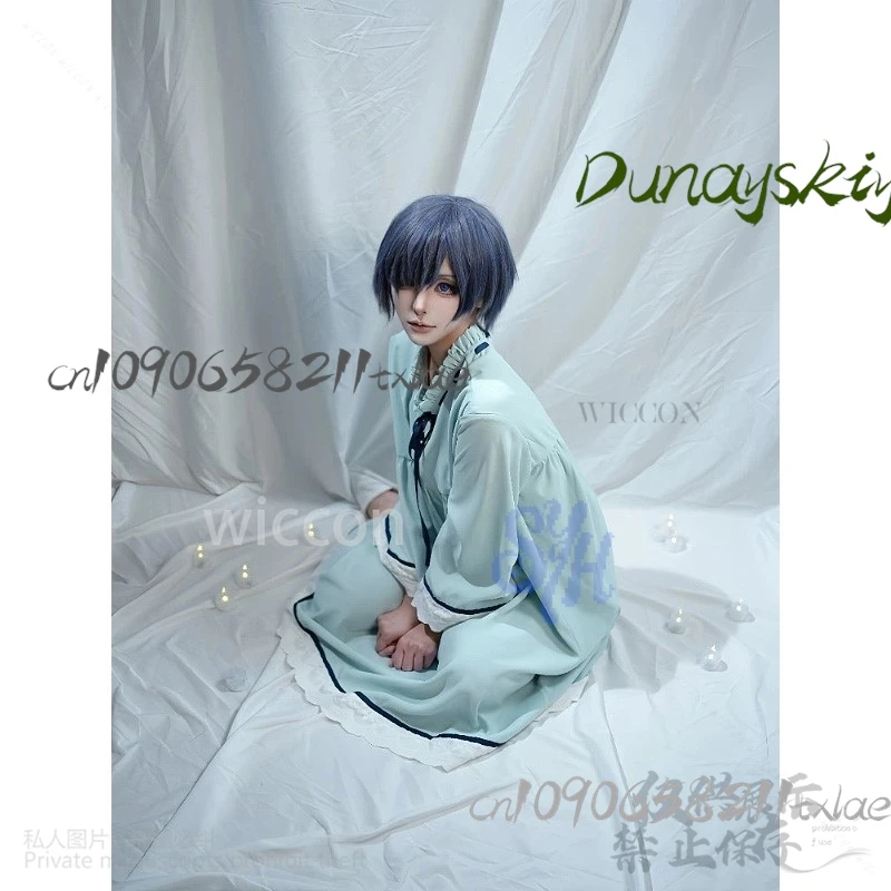 Ciel الأسود Buutler تأثيري أنيمي اليابانية Kawaii الفتيات الفتيان جميل منامة فستان أزرق القوطي لوليتا موحدة هالوين عيد الميلاد