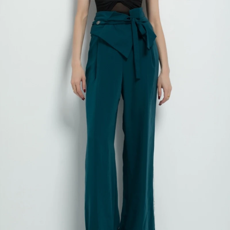 Strój do tańca towarzyskiego damski standardowy nowoczesny taniec występ spodnie do ćwiczeń czarny top z siateczki strój treningowy dla dorosłych 2338