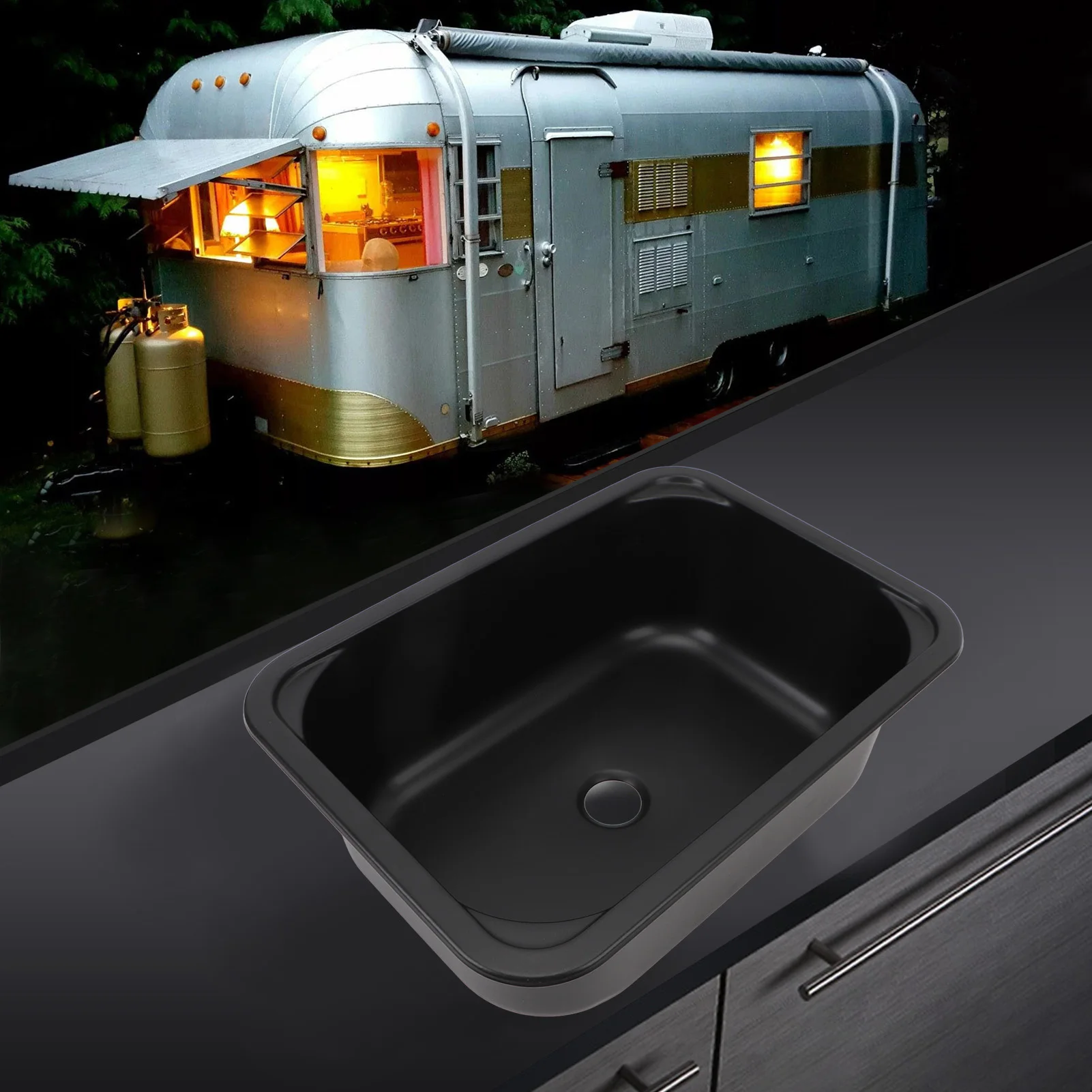 

RV Sink 15×11×5.7inch 12L Capacity 304 Stainless Steel Heat Resistant Efficient Drainage Heat Resistant for Caravan Boat Yacht