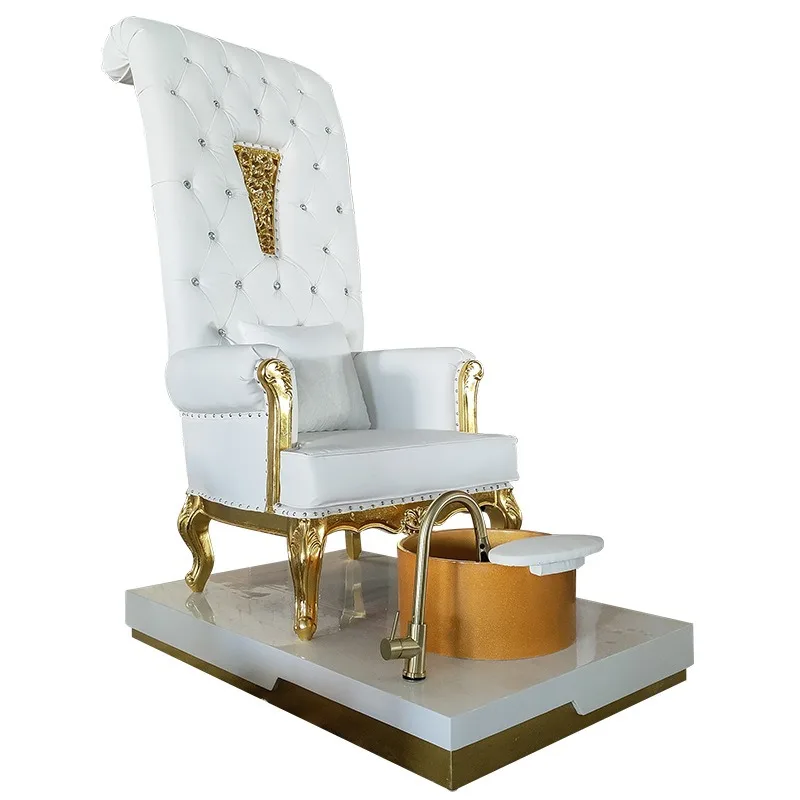 

Nail Art Foot Bath Chair Golden High Back Queen Chair Spa Beauty Salon Single Foot Bath Foot Therapy Sofa Chair