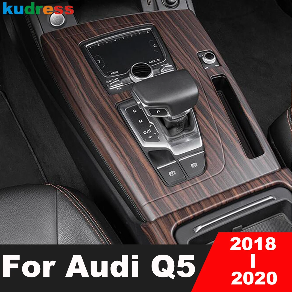 For Audi Q5 2018 2019 2020 Carbon Fiber Car Console Gear Shift Box Panel Cover Trim Decoration Interior Molding Accessories