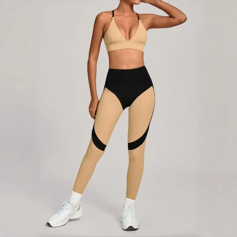 طقم يوجا نسائي عالي التمدد ومزود بألوان متعددة، طقم رياضي ضيق بخصر عالٍ ورفع الورك، طقم للجري واللياقة البدنية في الهواء الطلق #1