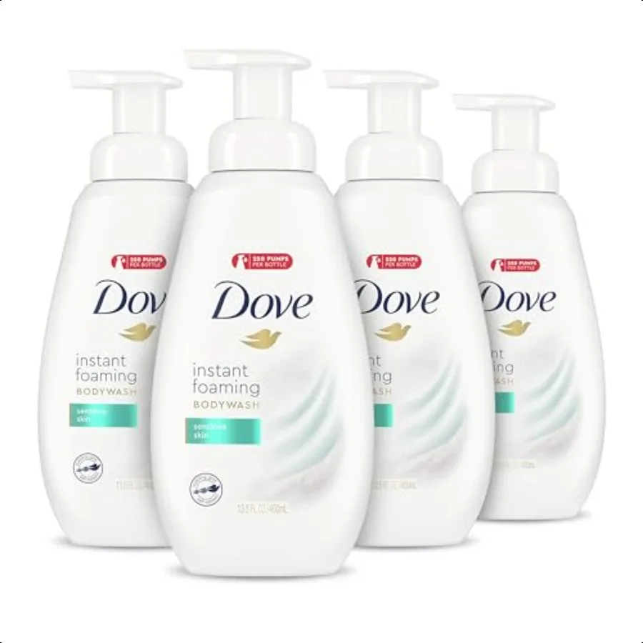 

Dove Instant Foaming Body Wash 4 Count for Softer and Smoother Skin Sensitive Skin Effectively Washes Away Bacteria While Nouri