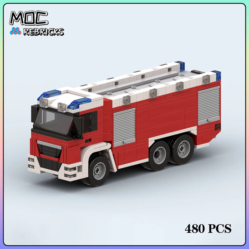 City Series MOC Bricks Austria Large Fire Tanker And German Fire Ladder Truck Building Block Model DIY Puzzle Assembling Toys