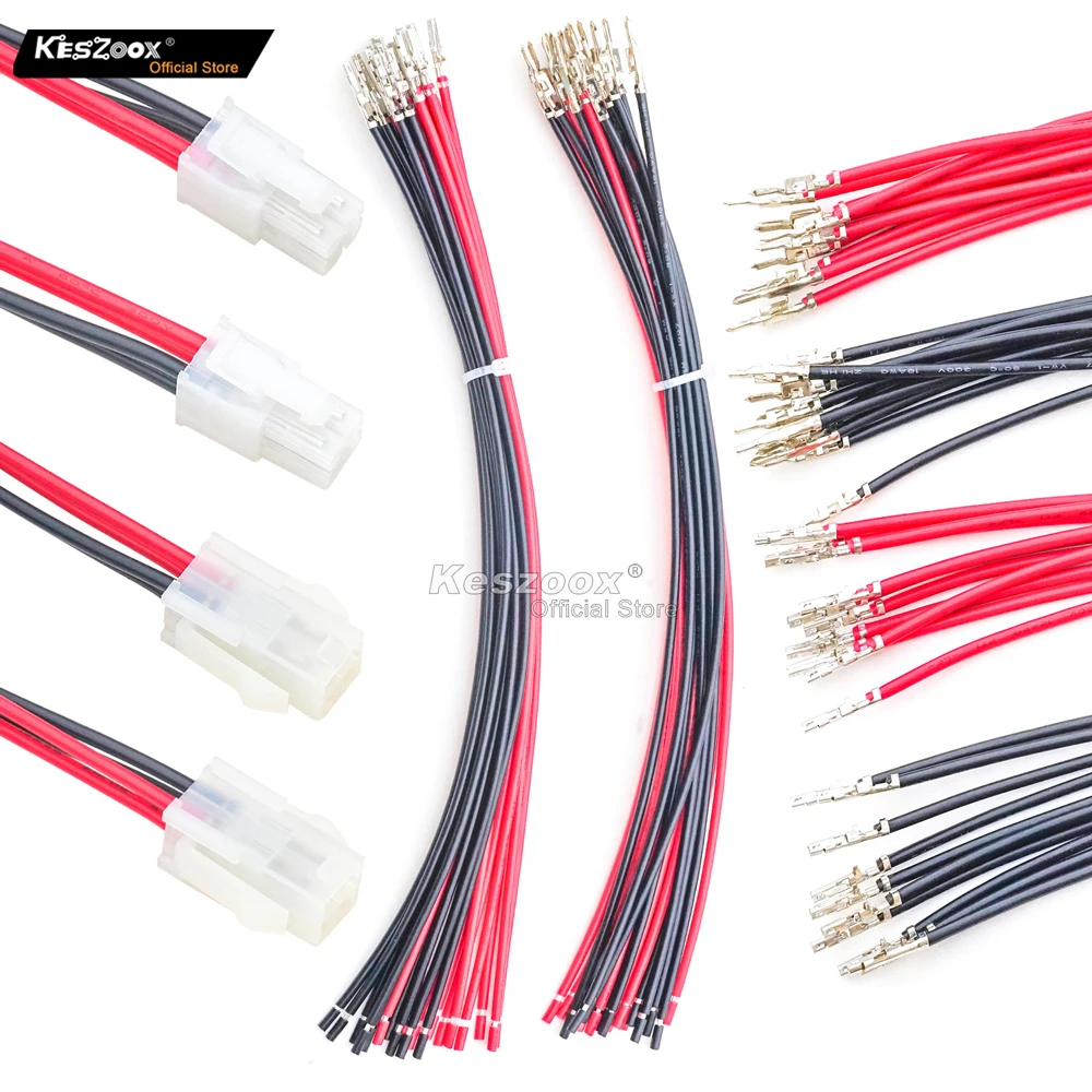 

Keszoox MX 5557 4.2MM 2x2 Pin Male Female Connector Socket Kit Total 2 Sets with 16Pcs 210MM 18AWG Pre-Crimped Cables Wire 4 Pol