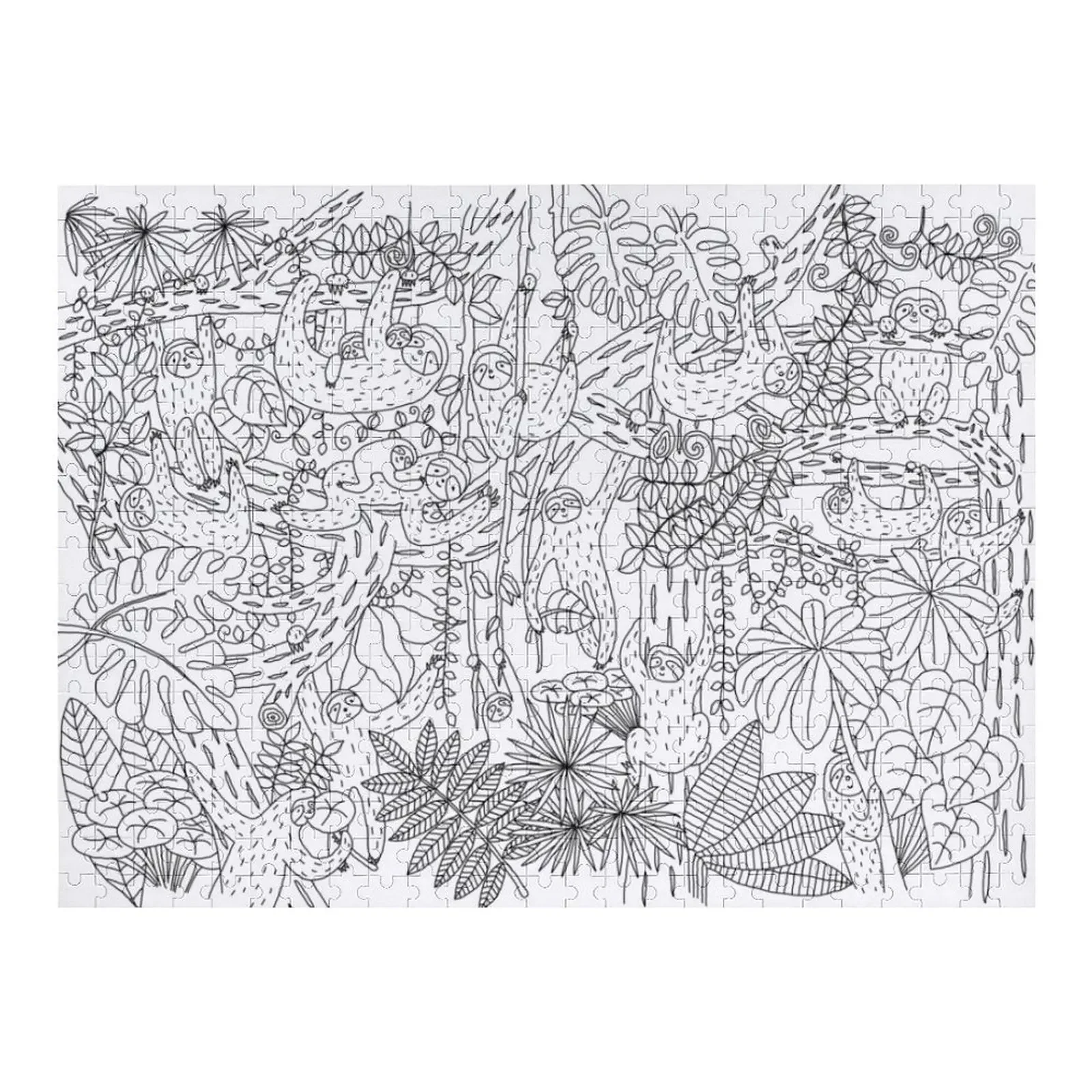 

Sloths Jungle - Black and White Jigsaw Puzzle Customs With Photo Children Photo Personalized Gifts Puzzle