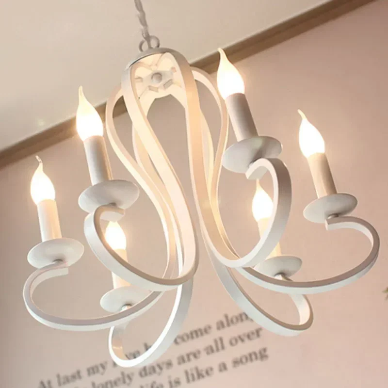 Nordic White Black LED Pendant Lights Kitchen Dining Room Bedroom Coffee House Lighting Fixture Lamp 4 6 Candle Bulbs