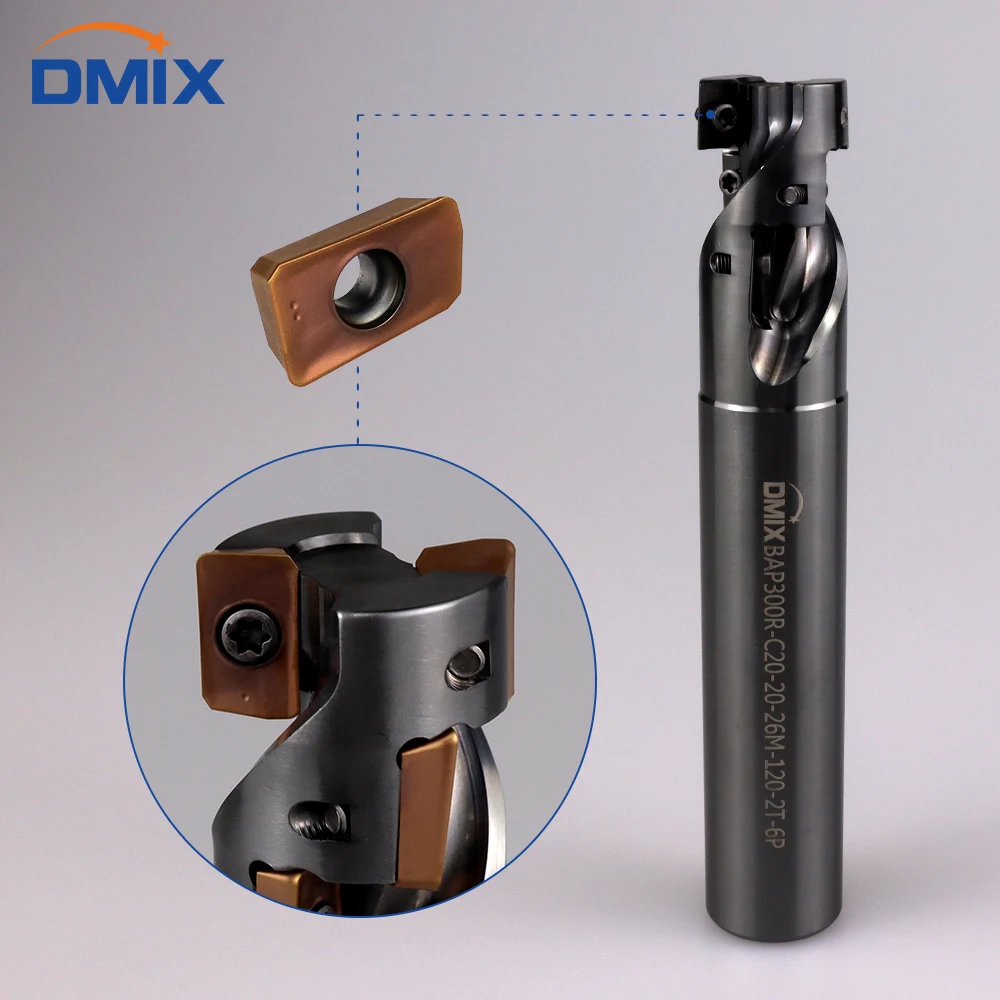 DMIX BAP300R BAP400R Corn Milling Cutter Rod Side Roughing Cutting Spiral Groove Machining Center Tool for APMT1135/1604 Insert