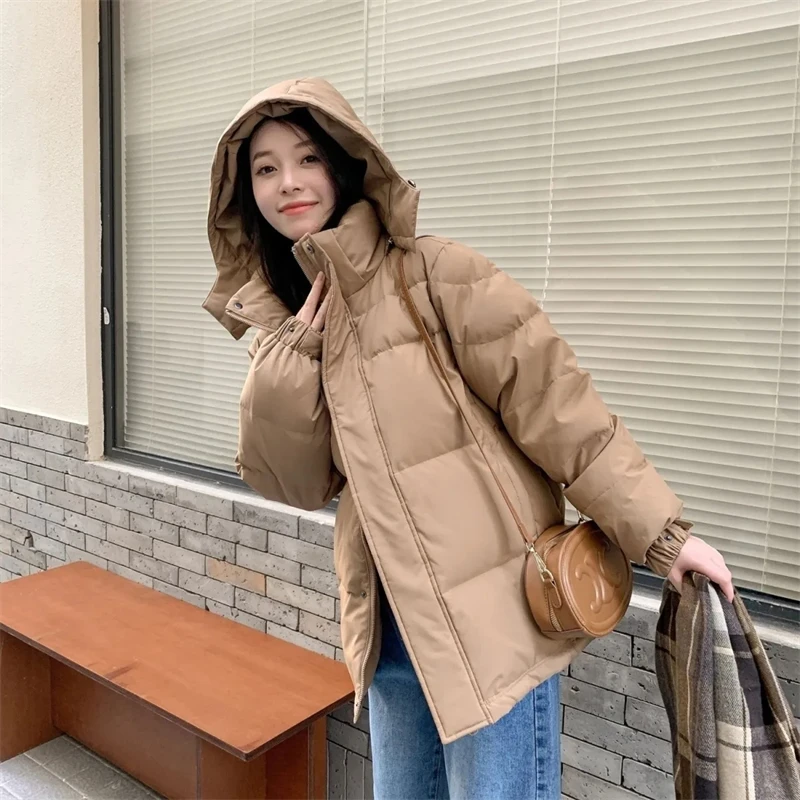 2024 New Winter Jacket Women Casual Hooded Cotton Coats Thicken Warm Down Cotton Parkas Puffer Coat Zipper Padded Outwear Tops