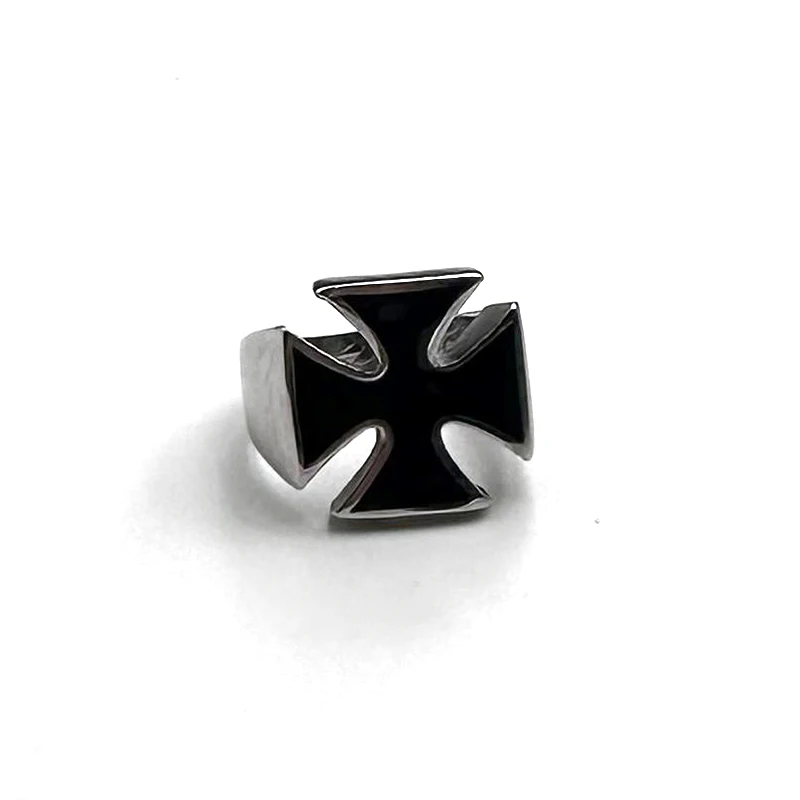 Classic Black Cross Stainless Steel Rings Geometric Biker Rock Punk Mens Gift Fashion Ring Band Jewelry Metal Unique Wholesale