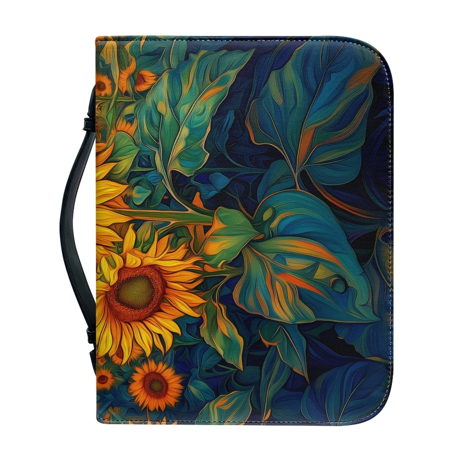 XIXIRIMIDO Sunflowers Sunrise 2026 Collection Bible Carrying Case PU Leather Protective Bible Bag for Outdoor Bible Study