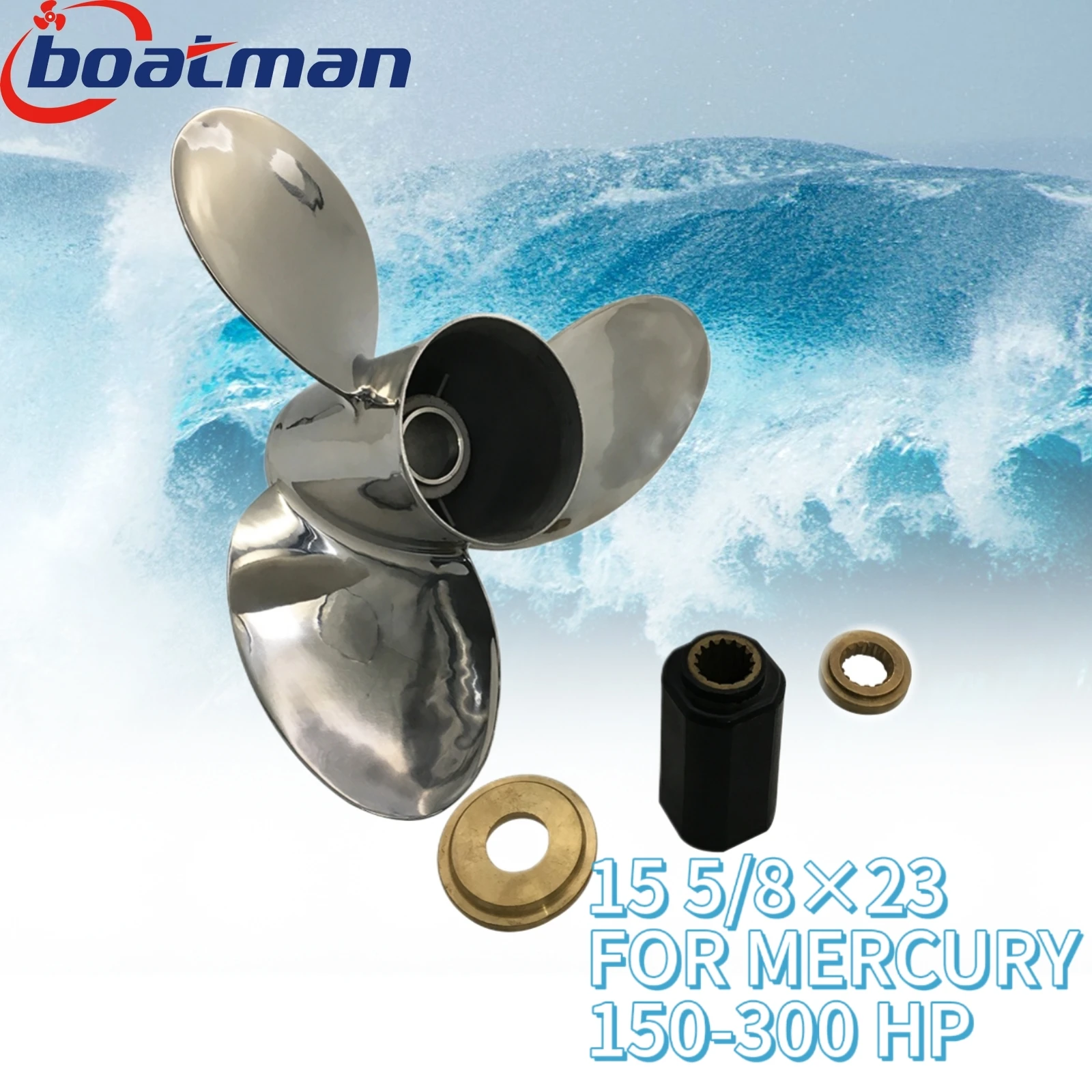 Outboard Propeller 15 5/8x23 For Mercury Engine 135HP 175HP 220HP 300HP Stainless steel 15 splines Boat Parts LH 48-8M0040405