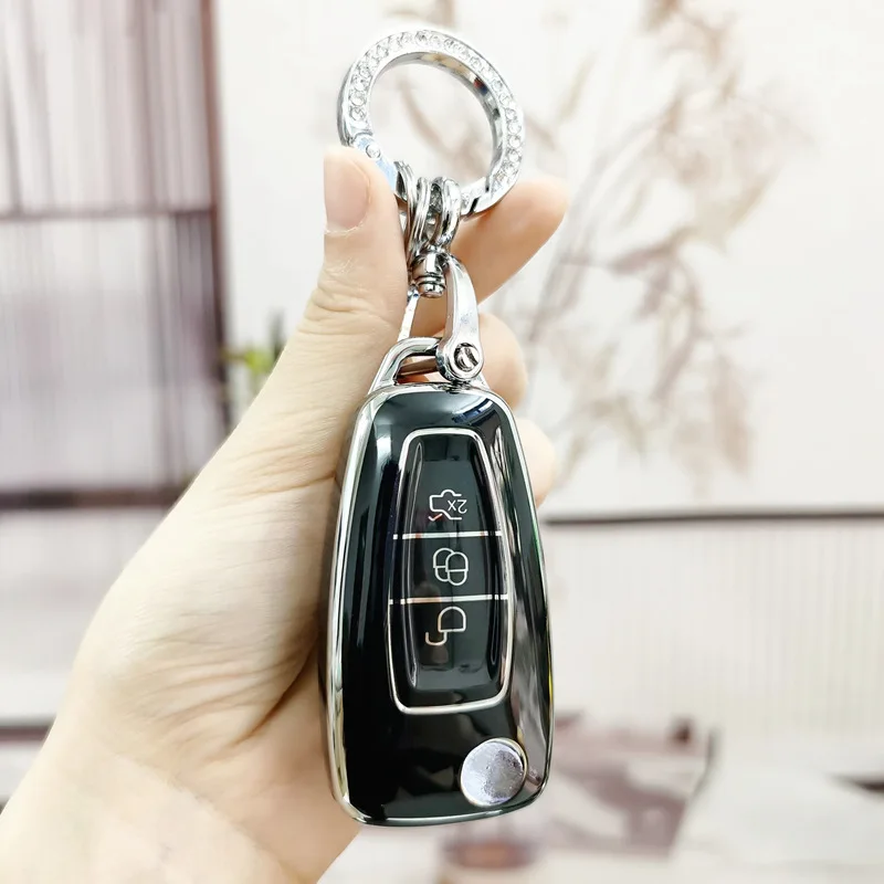 

TPU Car Remote Key Case Cover Protector Shell Keychain For Ford Ranger C-Max S-Max Focus Galaxy Mondeo Transit Tourneo Custom