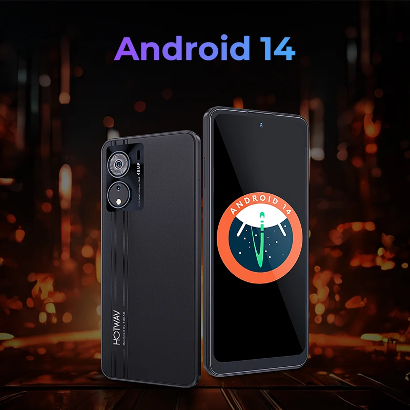 هواتف ذكية HOTWAV Note 12 EF رفيعة للغاية بشاشة 6.8 بوصة عرض كبيرة أندرويد 14 5160 مللي أمبير في الساعة هاتف محمول 4 جيجابايت + 128 جيجابايت ثماني النواة 48 ميجابكسل