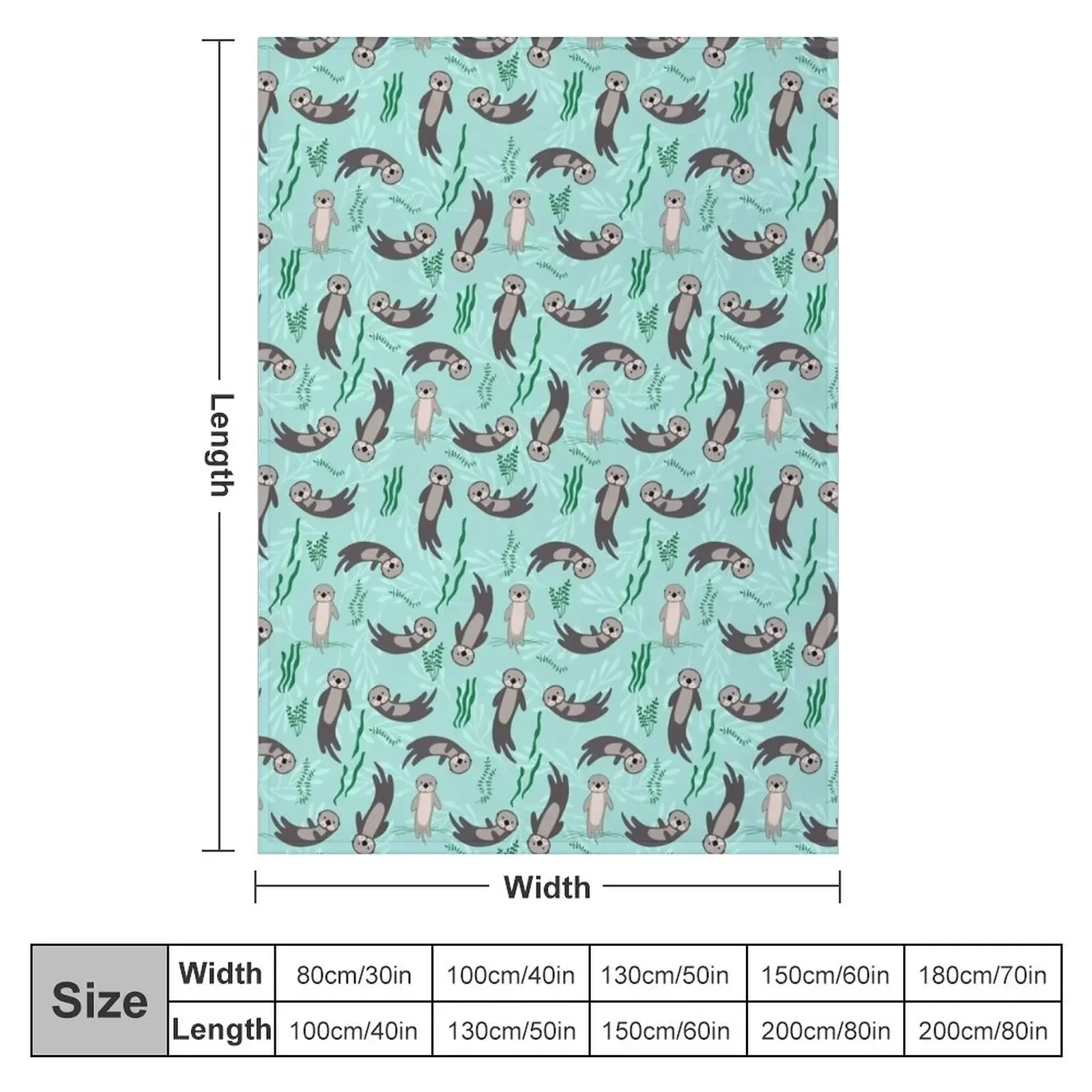 Otters Plants Green Seamless Throw Blanket cosplay anime Loose Blankets