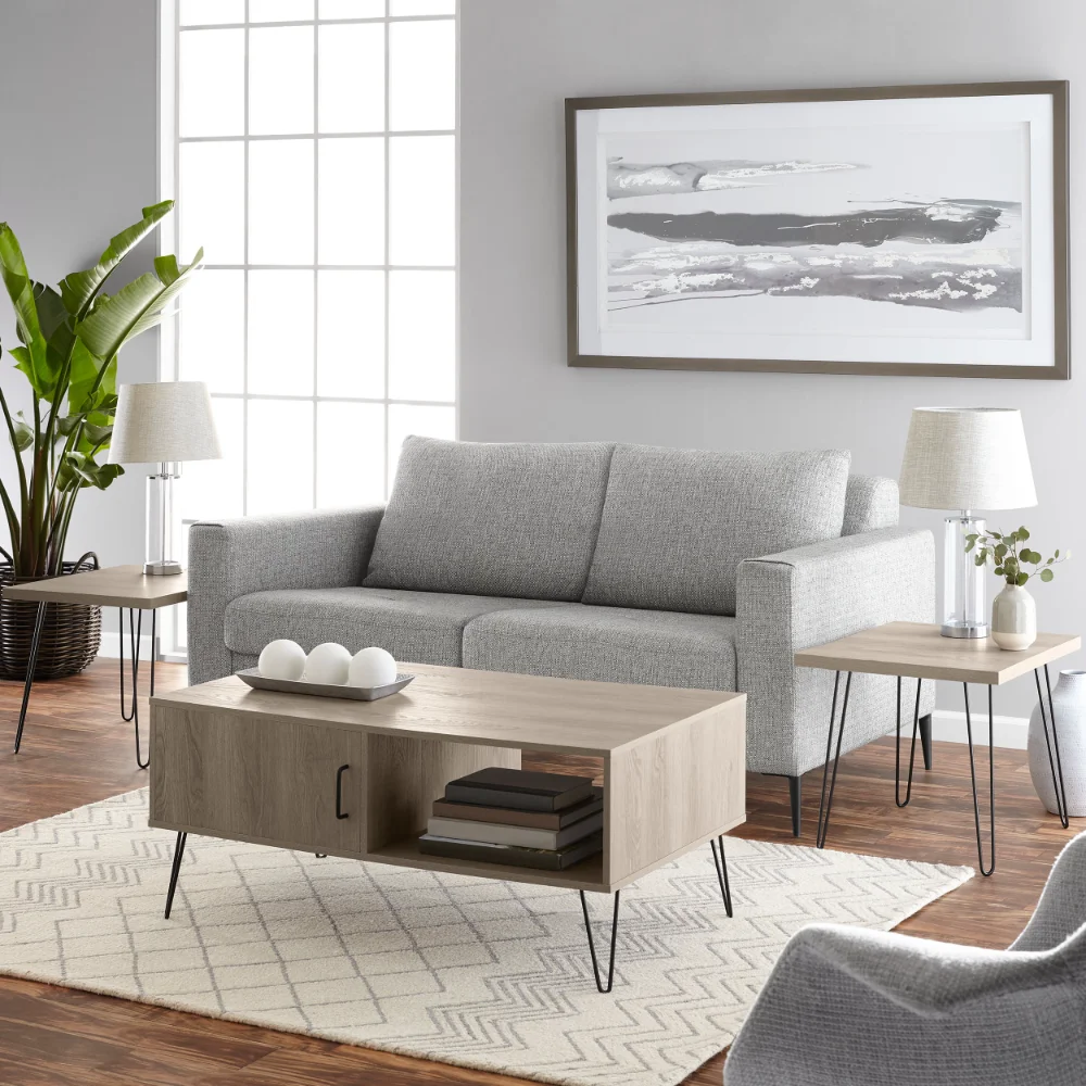 

Modern Hairpin Rectangle Coffee Table,Gray