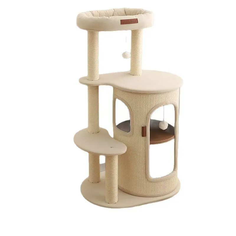 Cat climbing frame Solid wood cat nest Sisal cat scratching board Integrated climbing frame Multi-layer small apartment