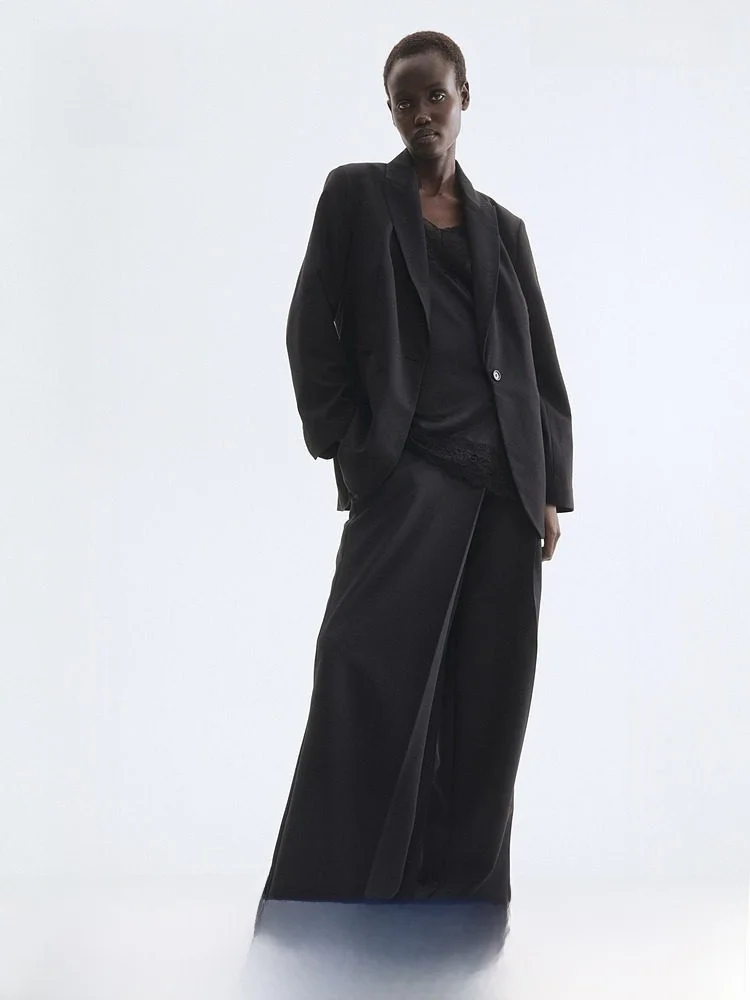 H&M Women's Suit 2026 Spring New Business Style Pad Shoulder Single Button Elegant Outerwear Daily Wear Other 100%