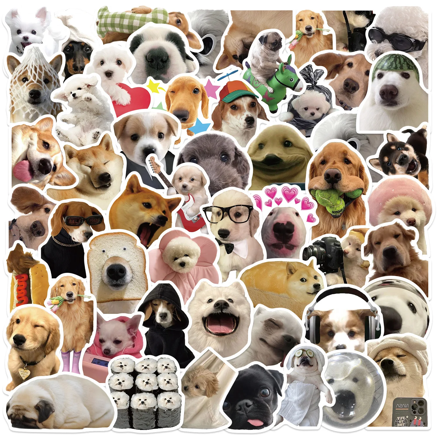 50 stücke Nette Lustige Hund MEME Tiere Graffiti Aufkleber Telefon Gitarre Laptop Notebook Koffer Tasse Wasserdichte Aufkleber Kinder Spielzeug